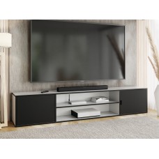 Atvērts TV galdiņš LUNO 4, Balts/Melns/Melns